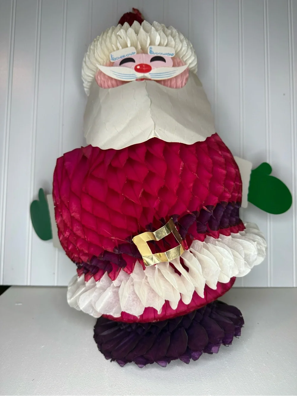 Vintage mid century Danish honeycomb accordion Santa Christmas decor